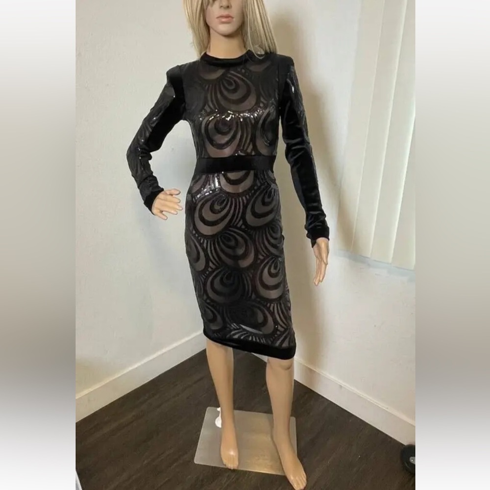 Unique Custom-Made Black Velvet & Translucent Dress